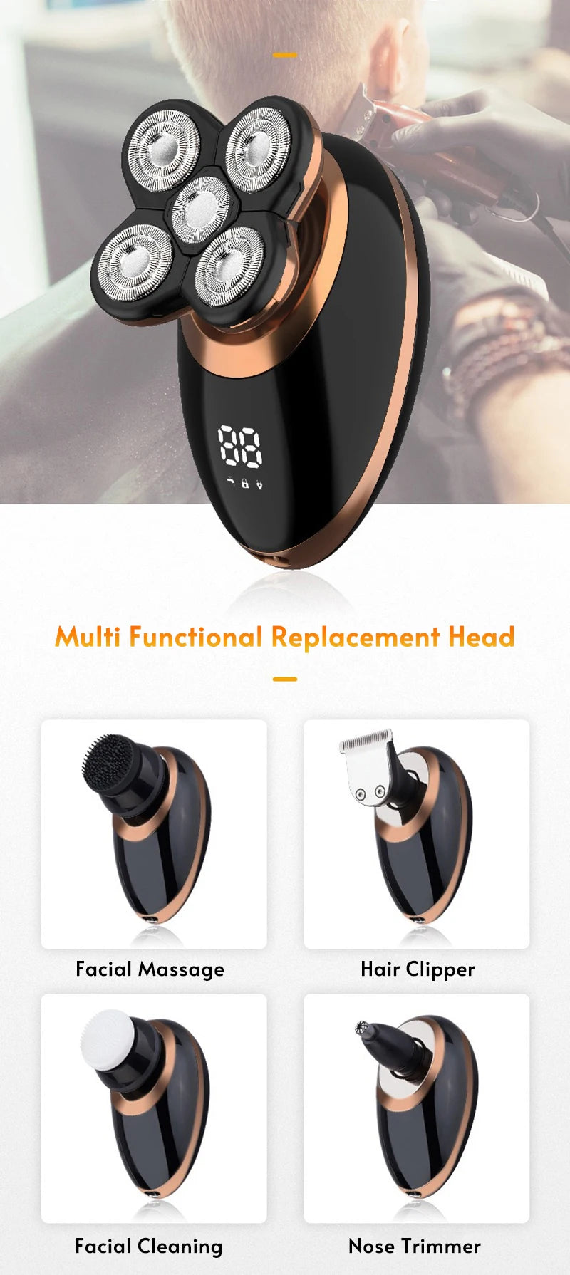 Kit de Rasage Électrique Multifonction – Tondeuse, Rasoir et Accessoires Complet