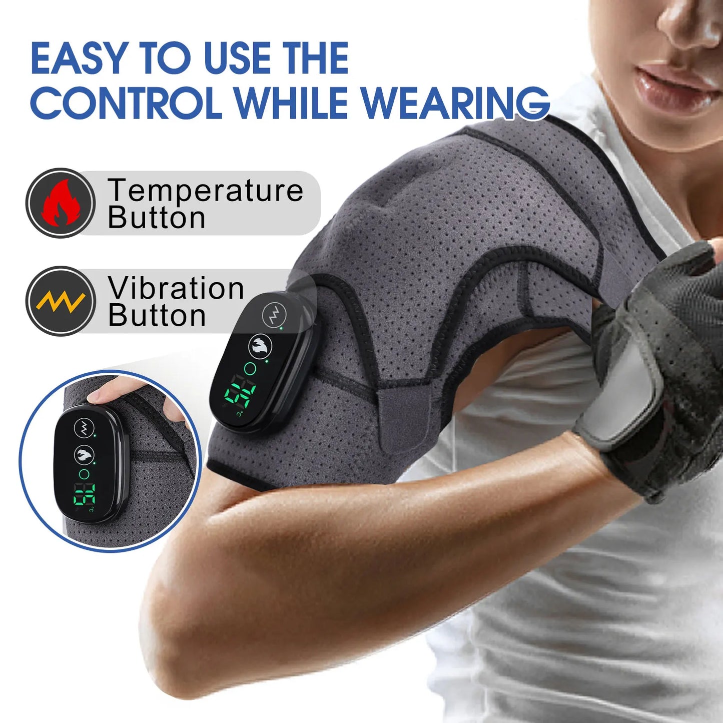 Chauffage électrique attelle d’épaule Affichage LED Vibration Massage d’épaule Sangle de ceinture pour l’arthrite Articulation Blessure Soulagement de la douleur