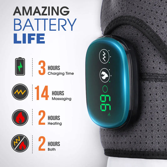Chauffage électrique attelle d’épaule Affichage LED Vibration Massage d’épaule Sangle de ceinture pour l’arthrite Articulation Blessure Soulagement de la douleur