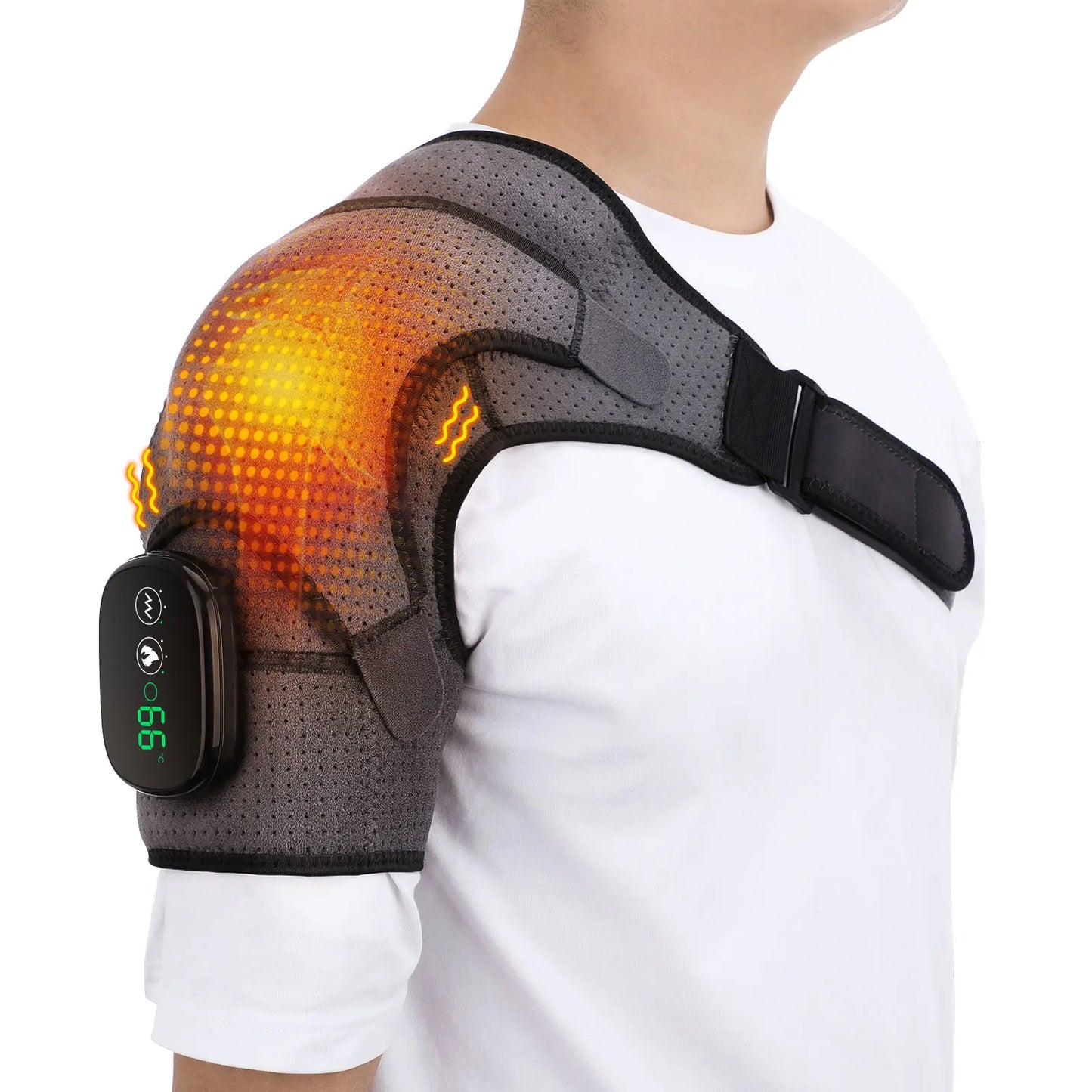 Chauffage électrique attelle d’épaule Affichage LED Vibration Massage d’épaule Sangle de ceinture pour l’arthrite Articulation Blessure Soulagement de la douleur