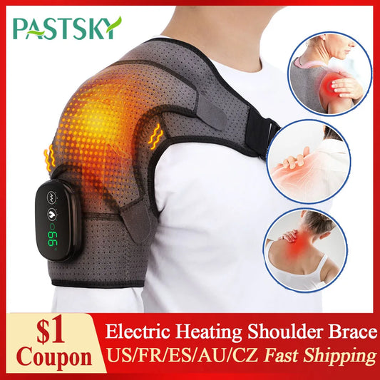 Chauffage électrique attelle d’épaule Affichage LED Vibration Massage d’épaule Sangle de ceinture pour l’arthrite Articulation Blessure Soulagement de la douleur