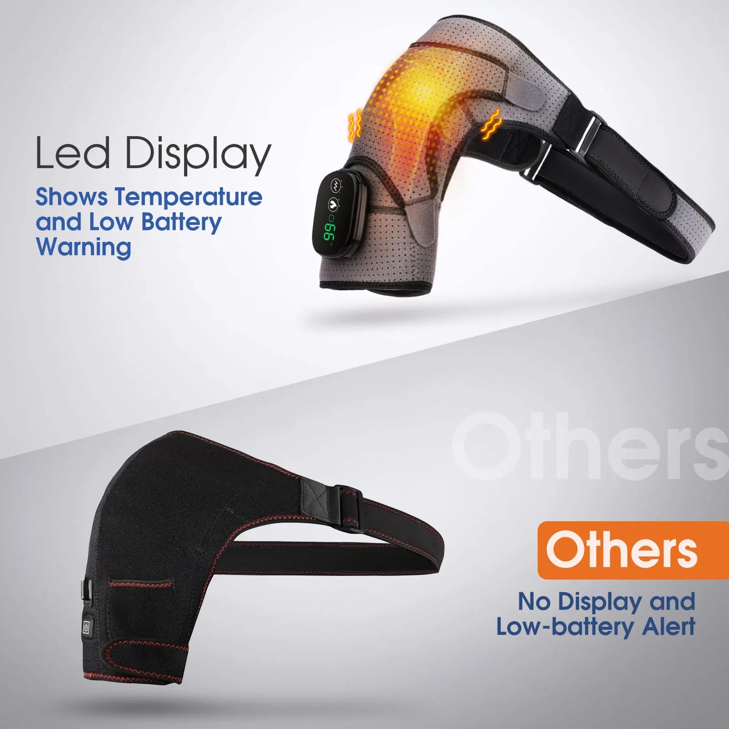 Chauffage électrique attelle d’épaule Affichage LED Vibration Massage d’épaule Sangle de ceinture pour l’arthrite Articulation Blessure Soulagement de la douleur