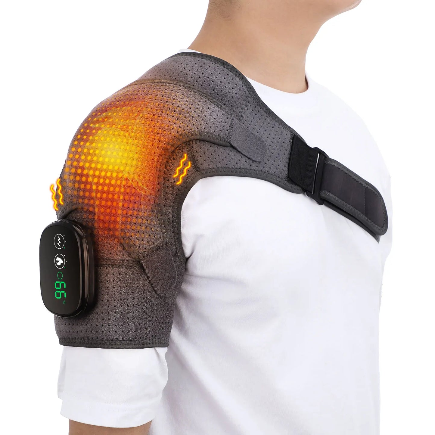 Chauffage électrique attelle d’épaule Affichage LED Vibration Massage d’épaule Sangle de ceinture pour l’arthrite Articulation Blessure Soulagement de la douleur
