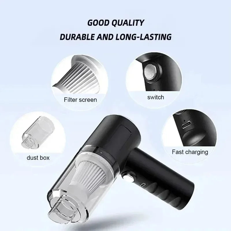 Aspirateur voiture portable Parfait pour les automobilistes exigeants et les parents actifs !Fiable, puissant et facile à utiliser, cet outil est conçu pour ceux qui veulent garder leur véhicule impeccable sans effort. Même en déplacement, il assu