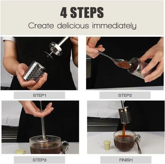 Presse à café portable Réutilisable Latte Tea Mixer Agitateur Outil de barista pour voyage Restaurant Cuisine Bar à usage domestique