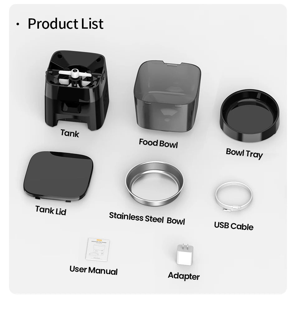 Distributeur automatique de nourriture pour chat Accessoires Mangeoire pour animaux de compagnie à commande intelligente pour chats Nourriture sèche pour chiens