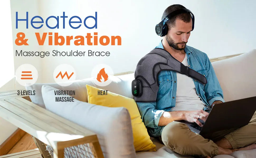 Chauffage électrique attelle d’épaule Affichage LED Vibration Massage d’épaule Sangle de ceinture pour l’arthrite Articulation Blessure Soulagement de la douleur