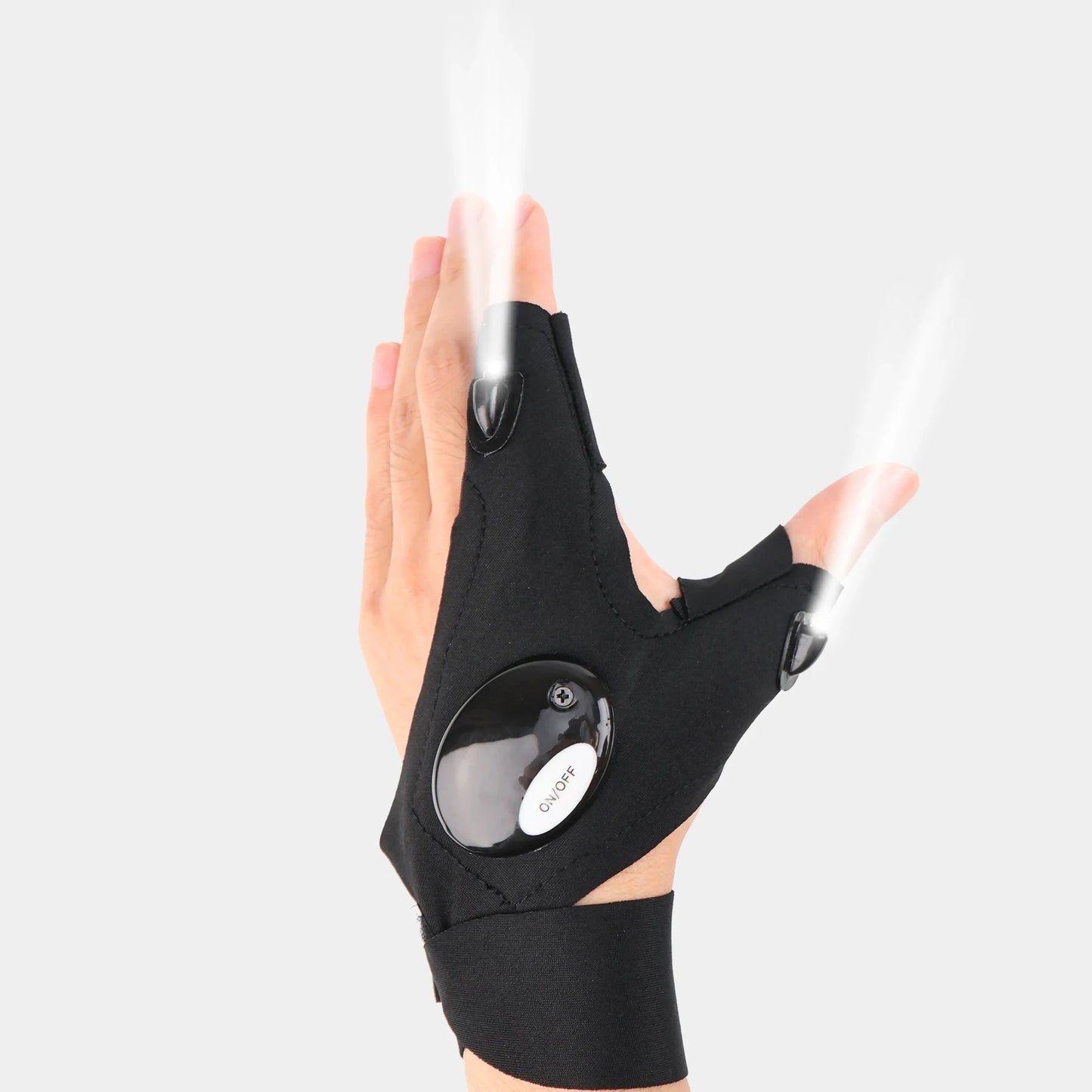 Gant de doigt demi LED pour hommes Femmes Extérieur Imperméable Pêche De Nuit Appât Cyclisme Running Lampe De Poche Gants Sans Doigts Durables