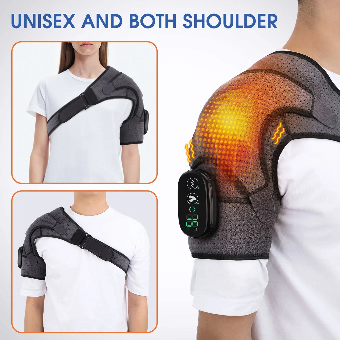 Chauffage électrique attelle d’épaule Affichage LED Vibration Massage d’épaule Sangle de ceinture pour l’arthrite Articulation Blessure Soulagement de la douleur