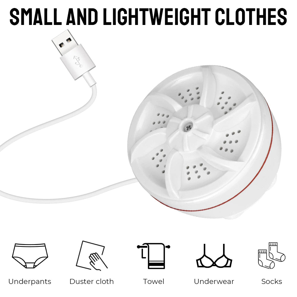 Portable pour les voyages à la maison Voyage d’affaires USB Laver la vaisselle Turbine rotative Multifonction Mini laveuse à ultrasons Duster Chiffon