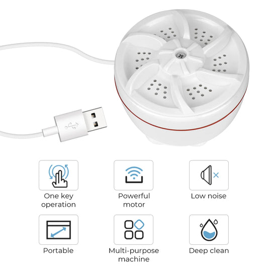 Portable pour les voyages à la maison Voyage d’affaires USB Laver la vaisselle Turbine rotative Multifonction Mini laveuse à ultrasons Duster Chiffon