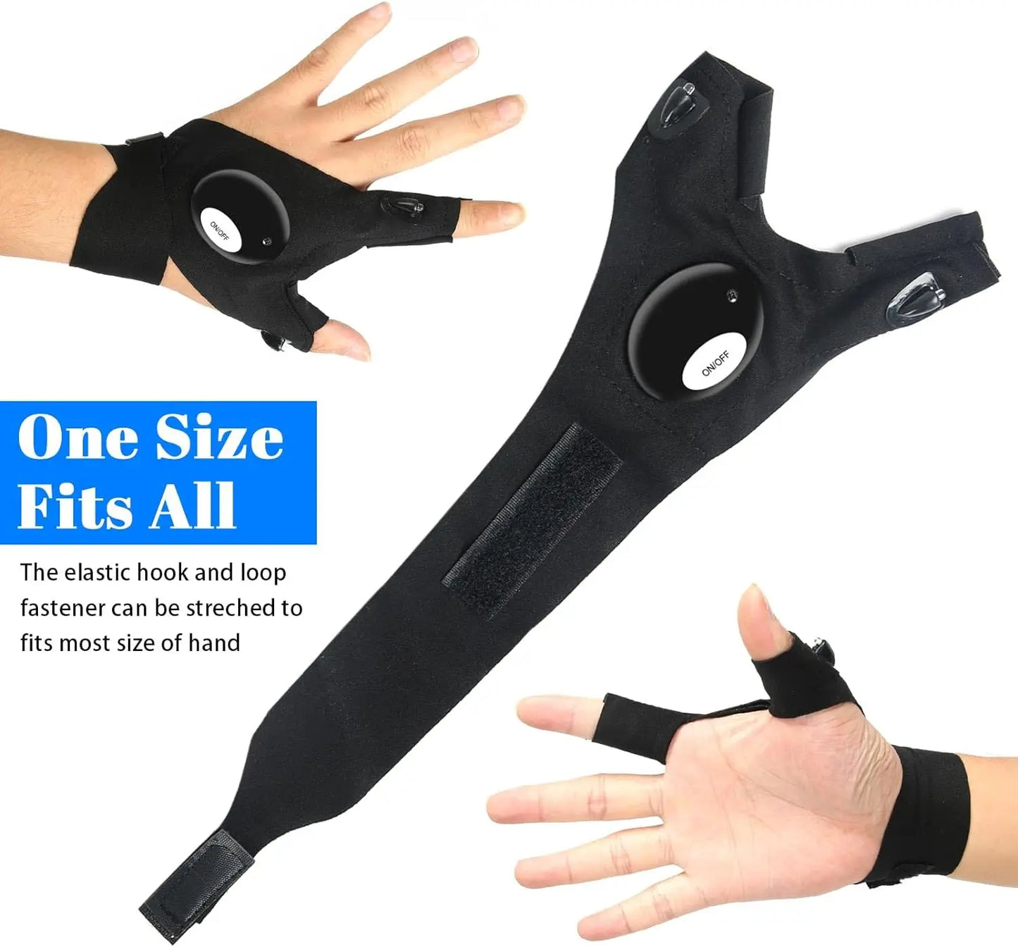 Gant de doigt demi LED pour hommes Femmes Extérieur Imperméable Pêche De Nuit Appât Cyclisme Running Lampe De Poche Gants Sans Doigts Durables