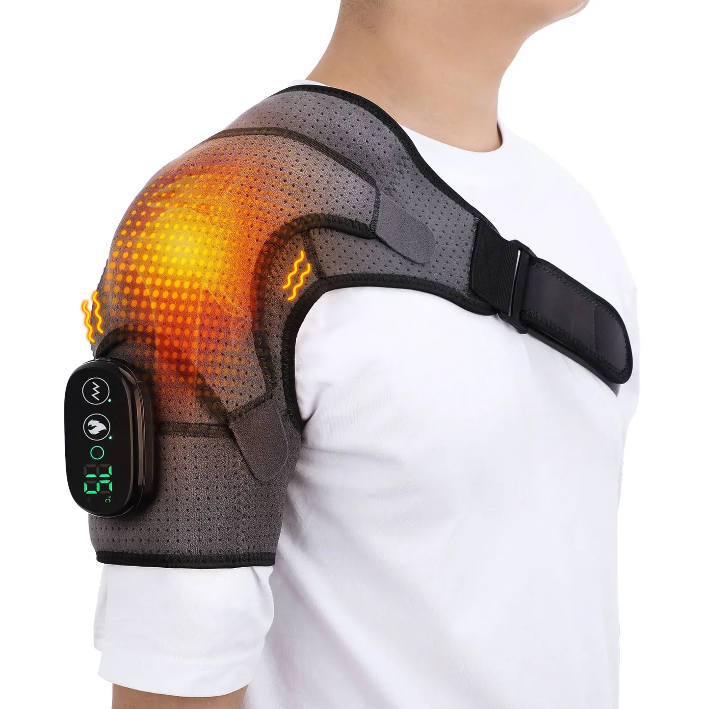 Chauffage électrique attelle d’épaule Affichage LED Vibration Massage d’épaule Sangle de ceinture pour l’arthrite Articulation Blessure Soulagement de la douleur