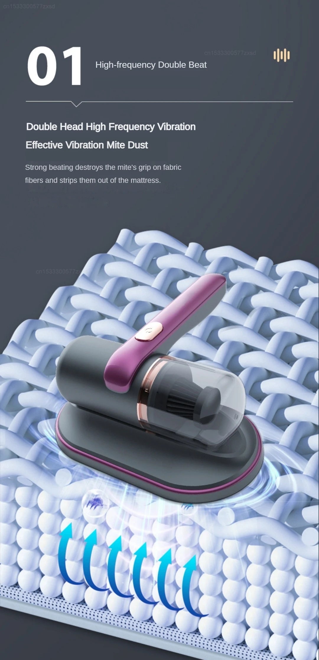 Ménage Matelas Aspirateur Ultraviolet Stérilisation Machine Maison Portable Portable Sans Fil Éliminateur d’Acariens Charge USB