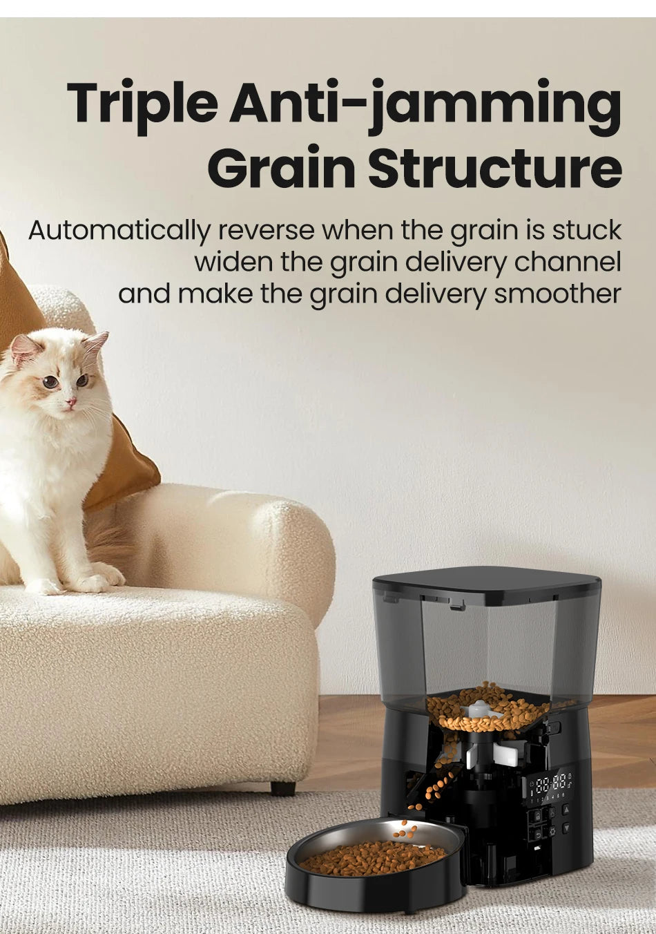 Distributeur automatique de nourriture pour chat Accessoires Mangeoire pour animaux de compagnie à commande intelligente pour chats Nourriture sèche pour chiens