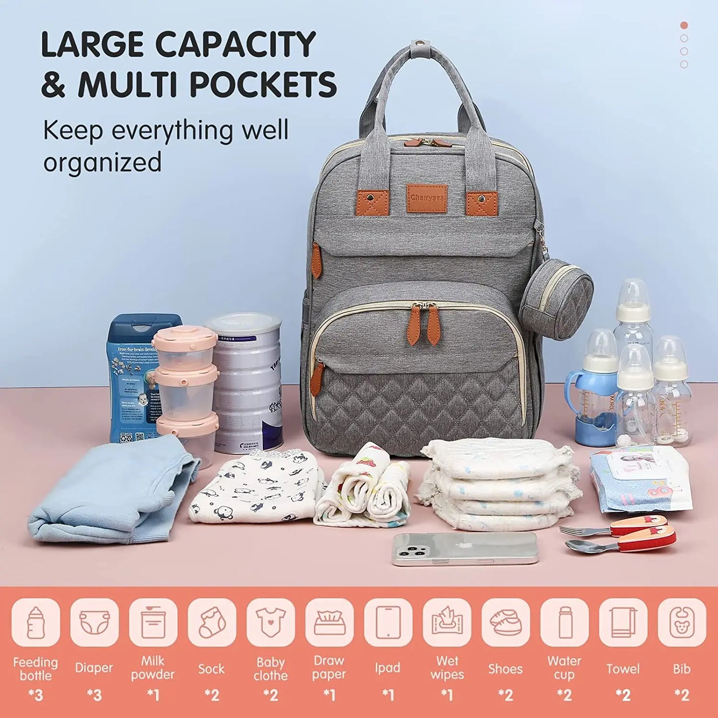 Sac à langer 3 en 1 Sac à dos Lit de bébé pliable Sac de voyage étanche avec charge USB Sac à dos à langer avec lit à langer 3 types