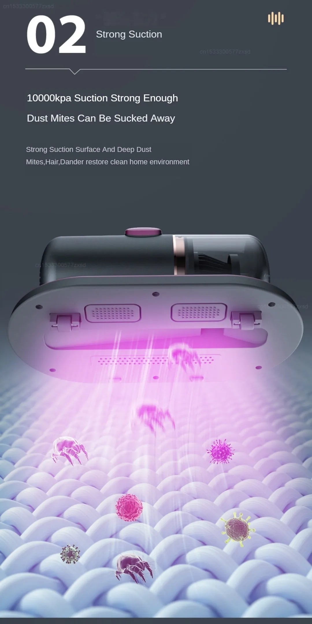 Ménage Matelas Aspirateur Ultraviolet Stérilisation Machine Maison Portable Portable Sans Fil Éliminateur d’Acariens Charge USB