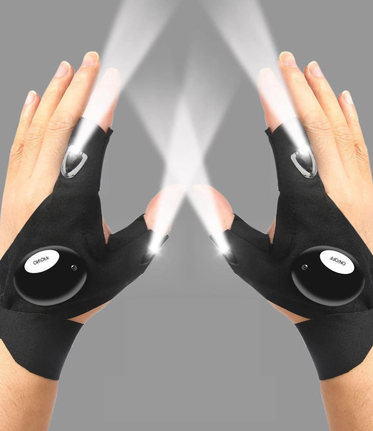 Gant de doigt demi LED pour hommes Femmes Extérieur Imperméable Pêche De Nuit Appât Cyclisme Running Lampe De Poche Gants Sans Doigts Durables