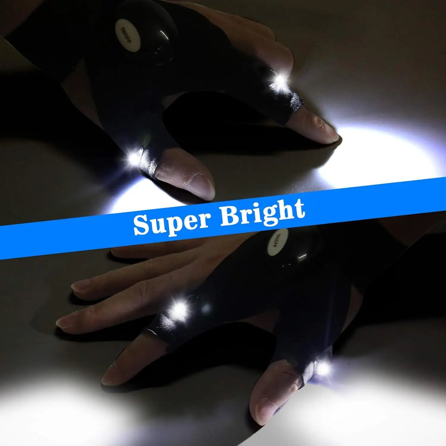 Gant de doigt demi LED pour hommes Femmes Extérieur Imperméable Pêche De Nuit Appât Cyclisme Running Lampe De Poche Gants Sans Doigts Durables