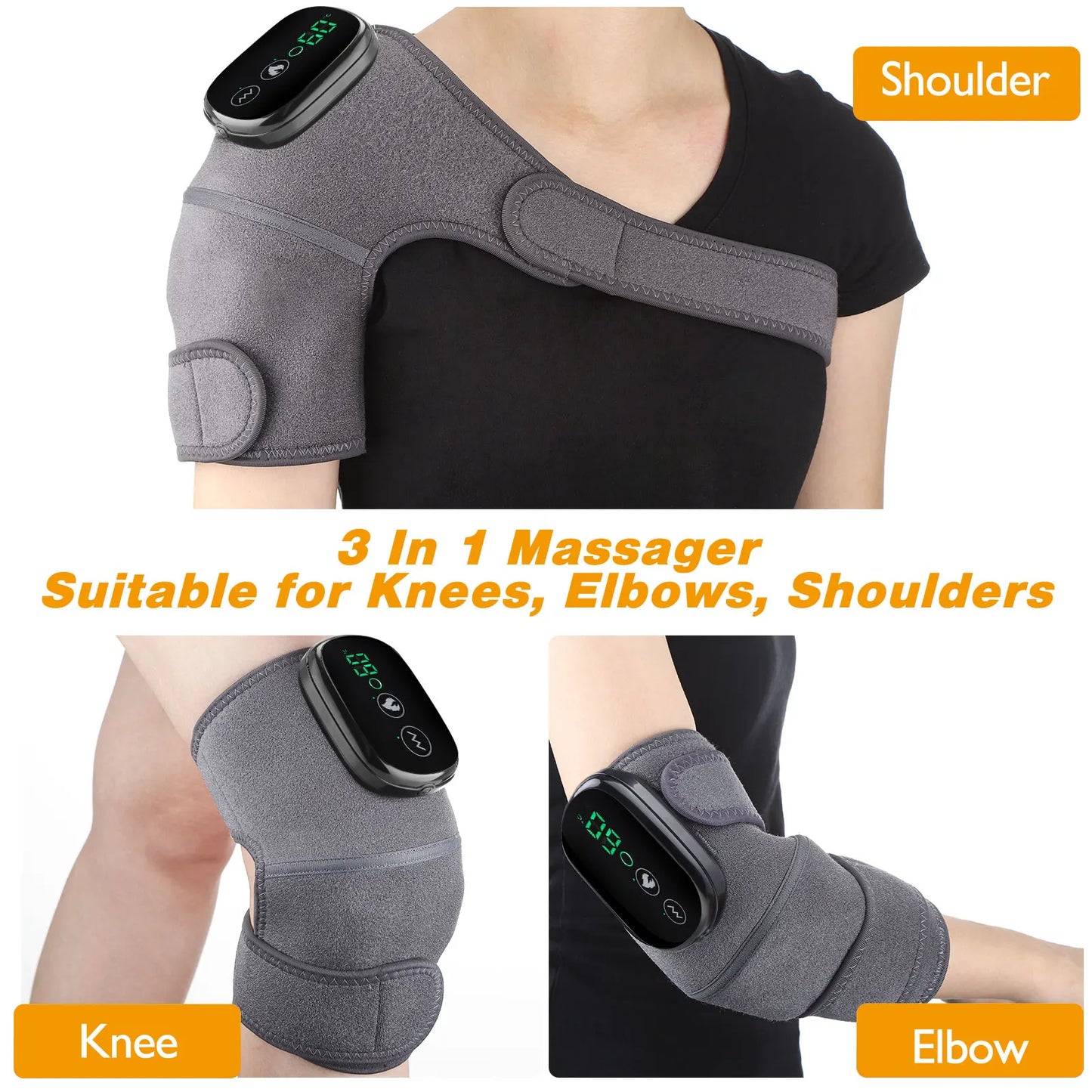 Chauffage électrique attelle d’épaule Affichage LED Vibration Massage d’épaule Sangle de ceinture pour l’arthrite Articulation Blessure Soulagement de la douleur
